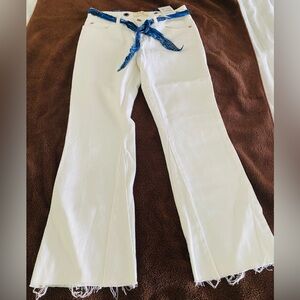 We The Free Free People White Jeans with Grommets and Bandana belt. 28 NWT